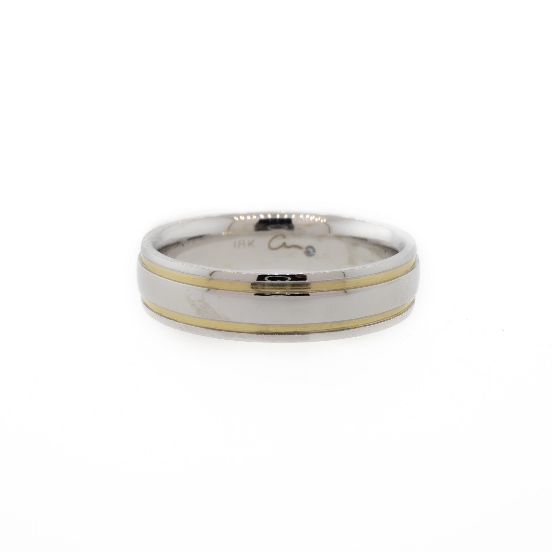 Two-Tone Gold Wedding Band With Hidden Diamond