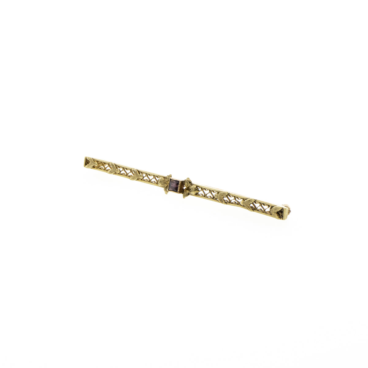 Art Deco Synthetic Amethyst & Yellow Gold Pin