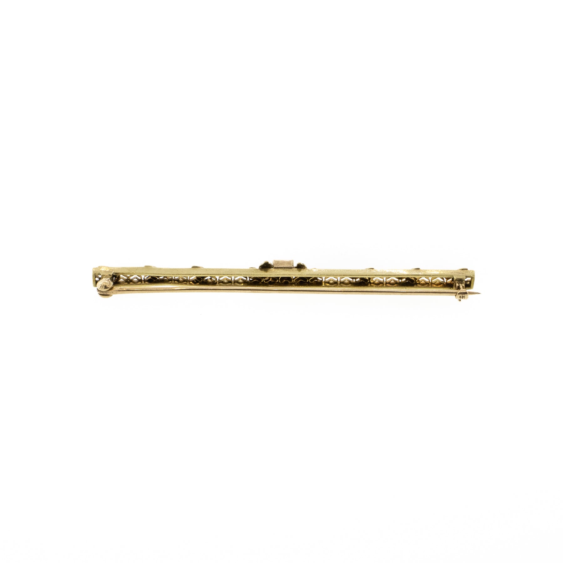 Art Deco Synthetic Amethyst & Yellow Gold Pin