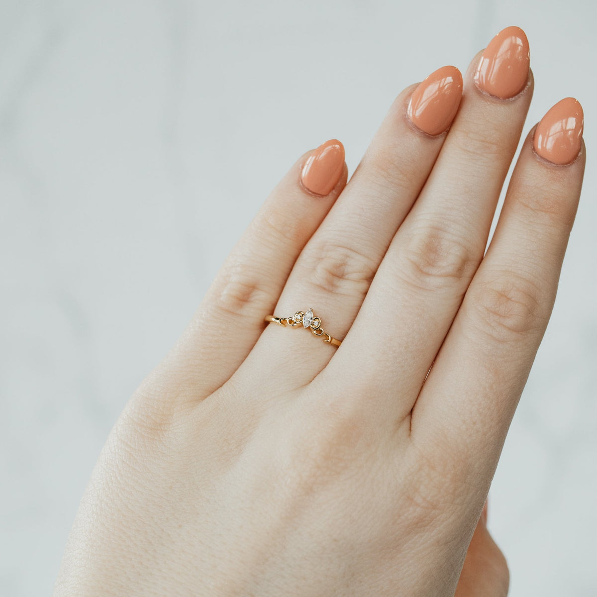 14K Yellow Gold Marquise and Round Diamond Contour Wedding Band