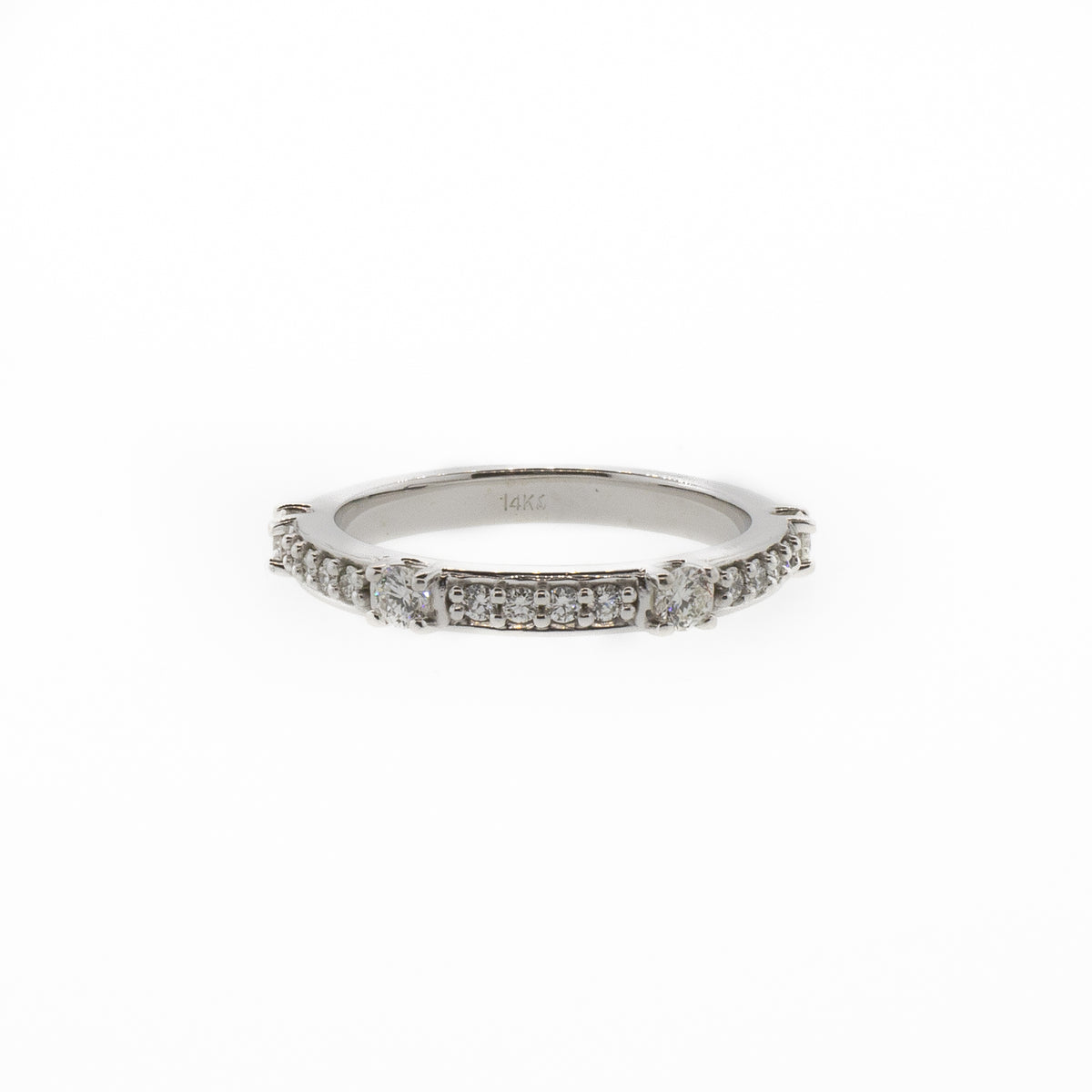 Unique 14K White Gold Diamond Eternity Stackable Band