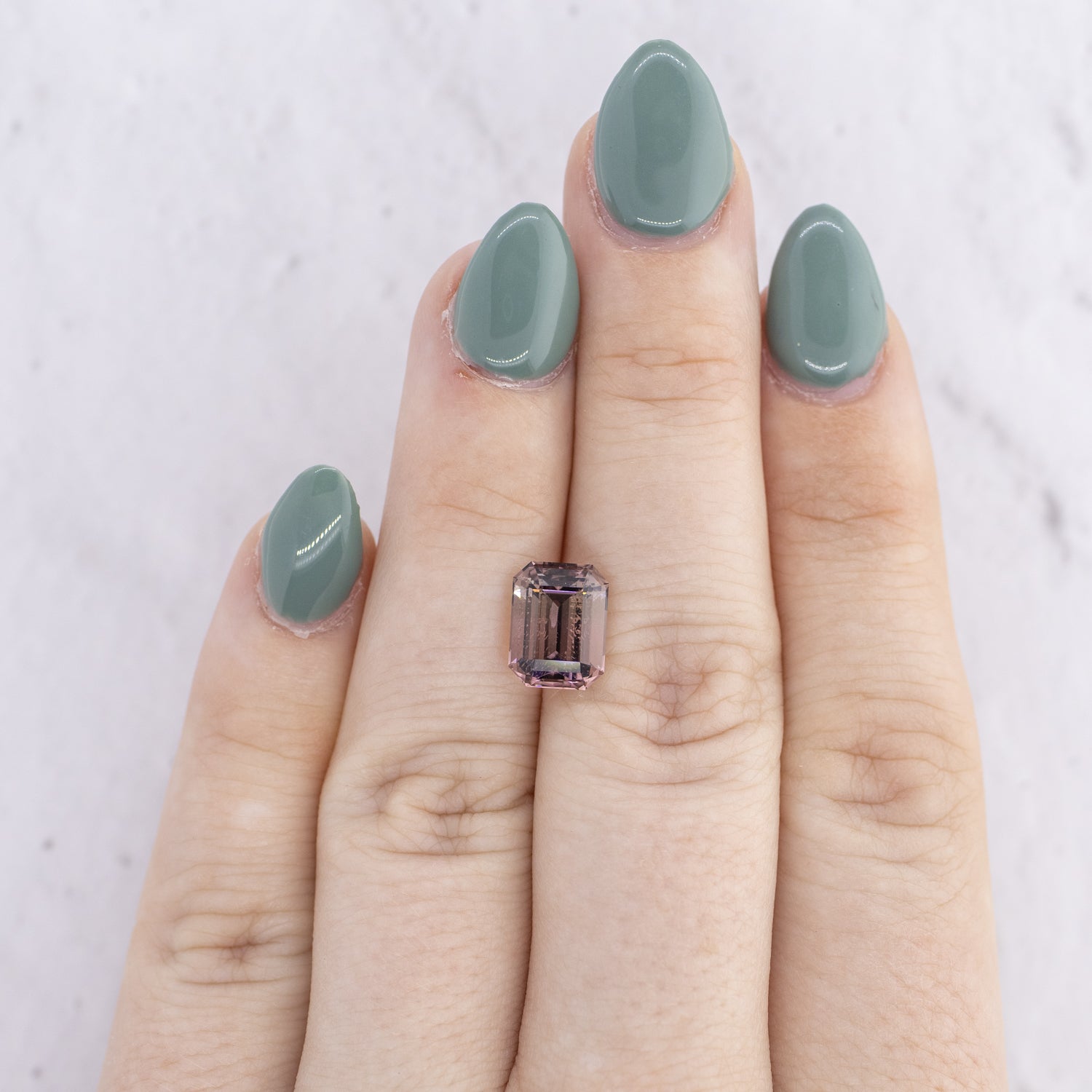 3.38ct Emerald Cut Bicolor Salmon & White Colored Tourmaline