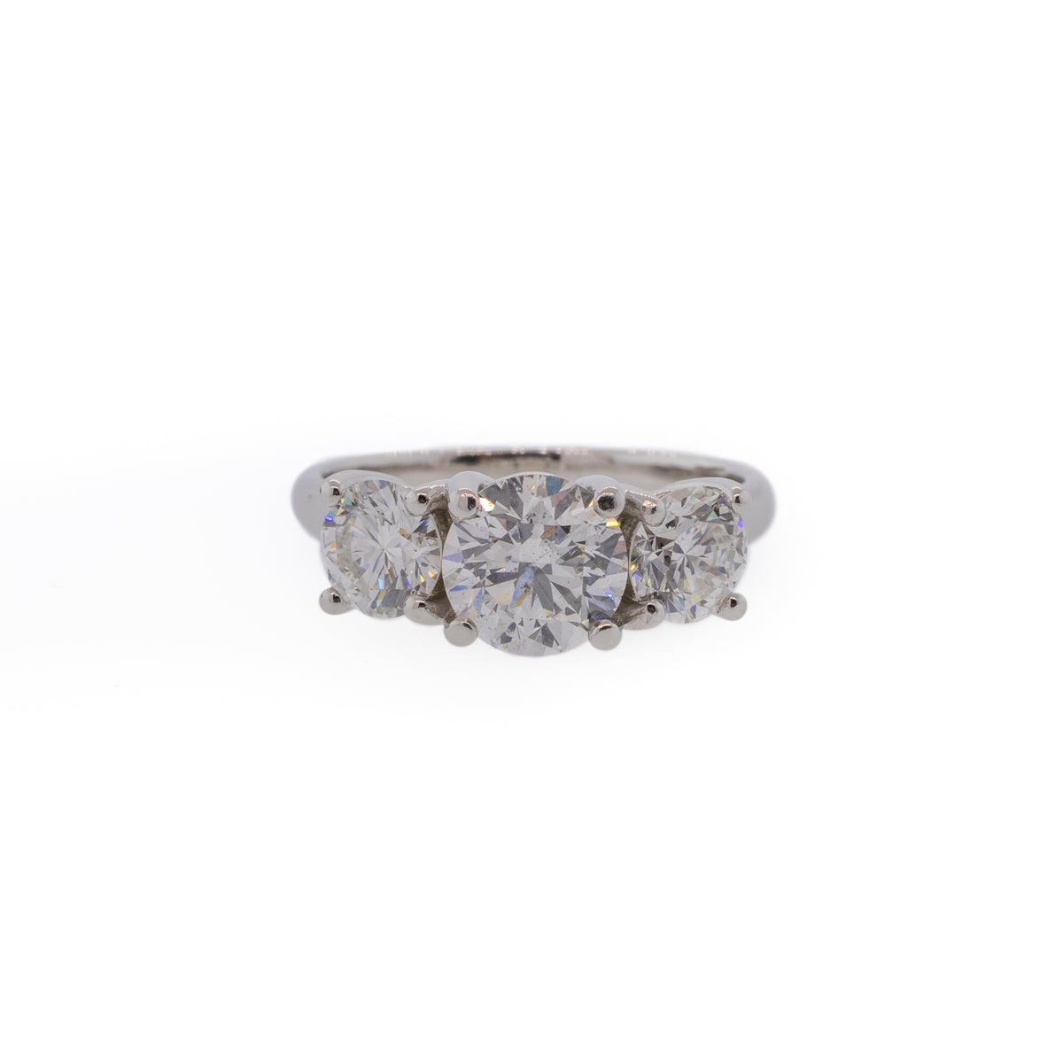 Three Stone Round Brilliant Diamond & Platinum Engagement Ring