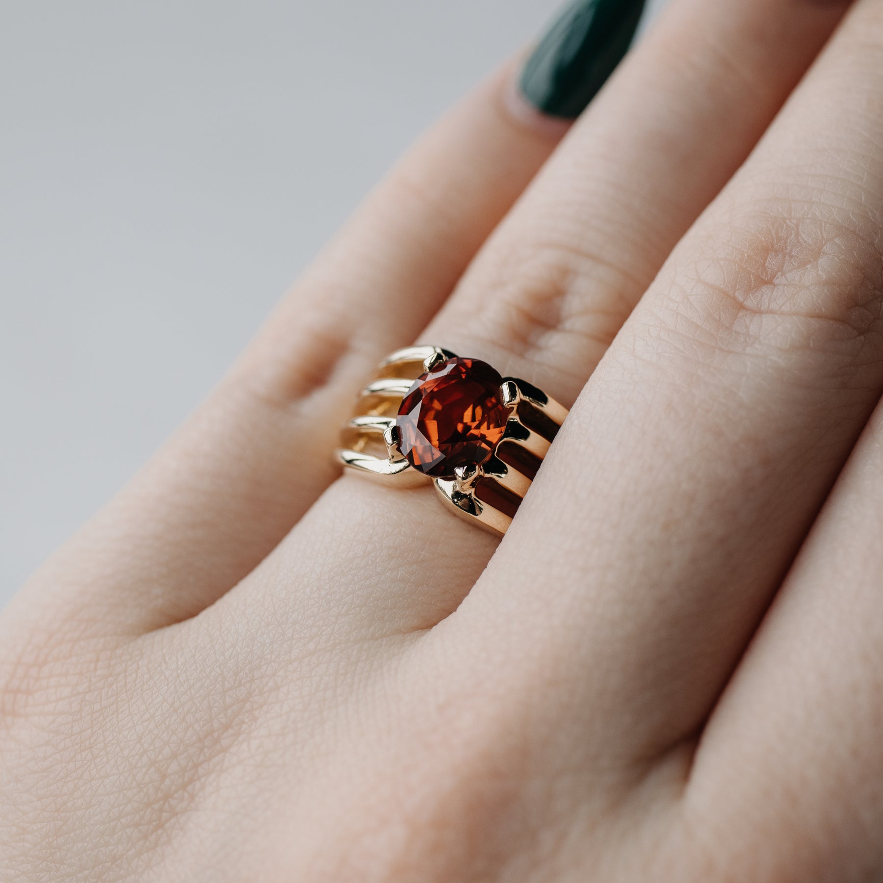 Oval Untreated Natural Orange Sapphire Ring