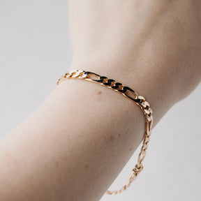 Solid Yellow Gold Link Figaro Bracelet