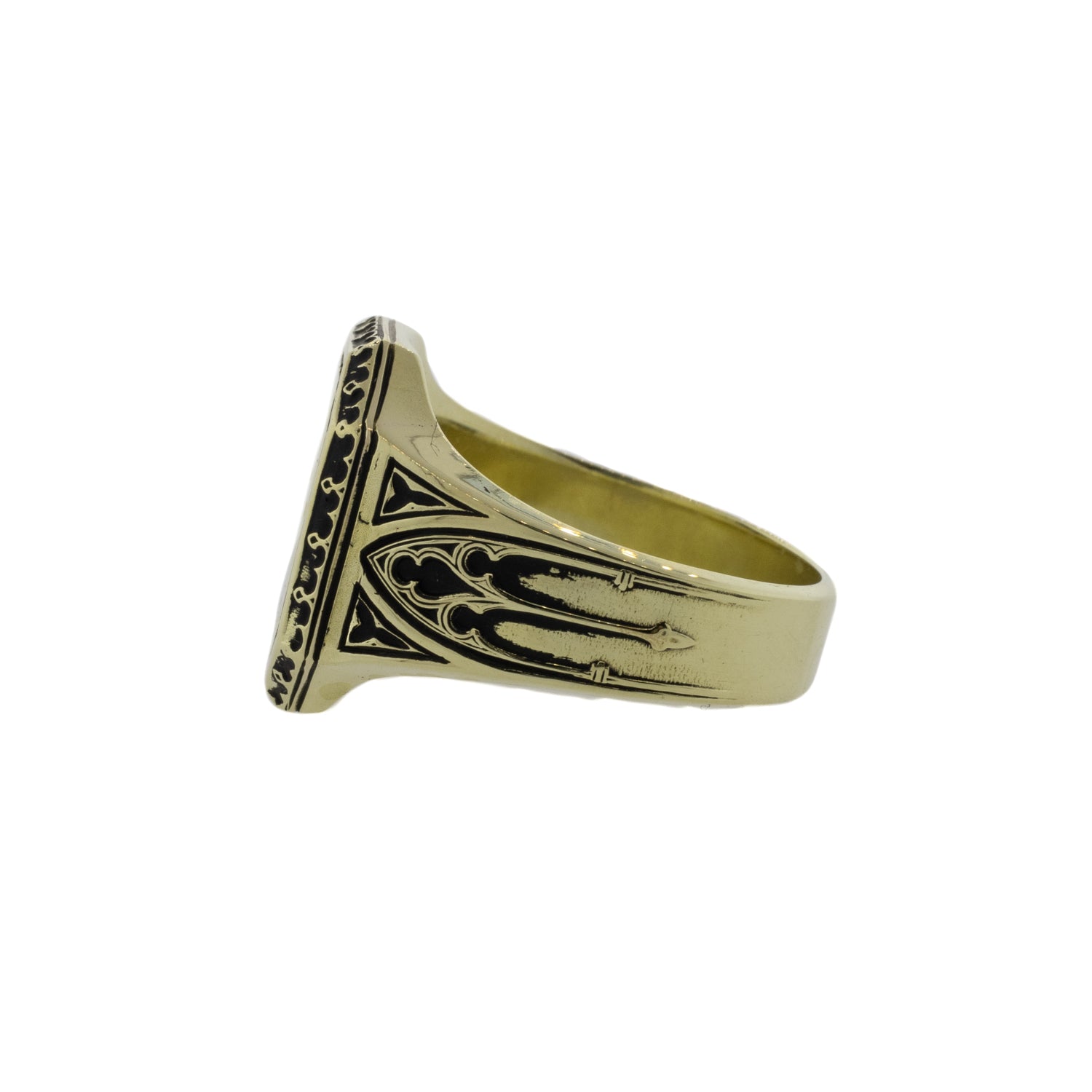 Yellow Gold Antiqued Signet Ring "GCW"