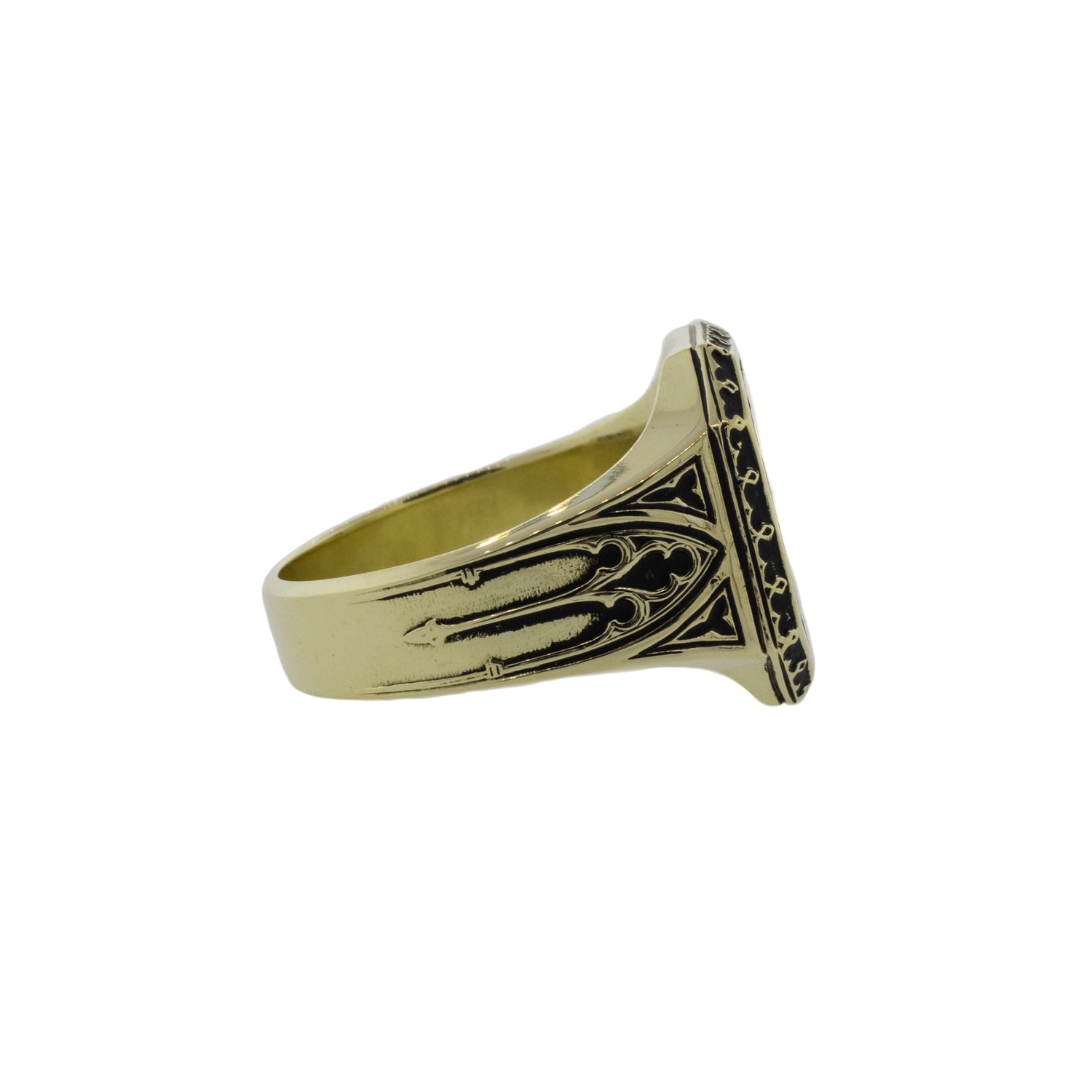 Yellow Gold Antiqued Signet Ring "GCW"