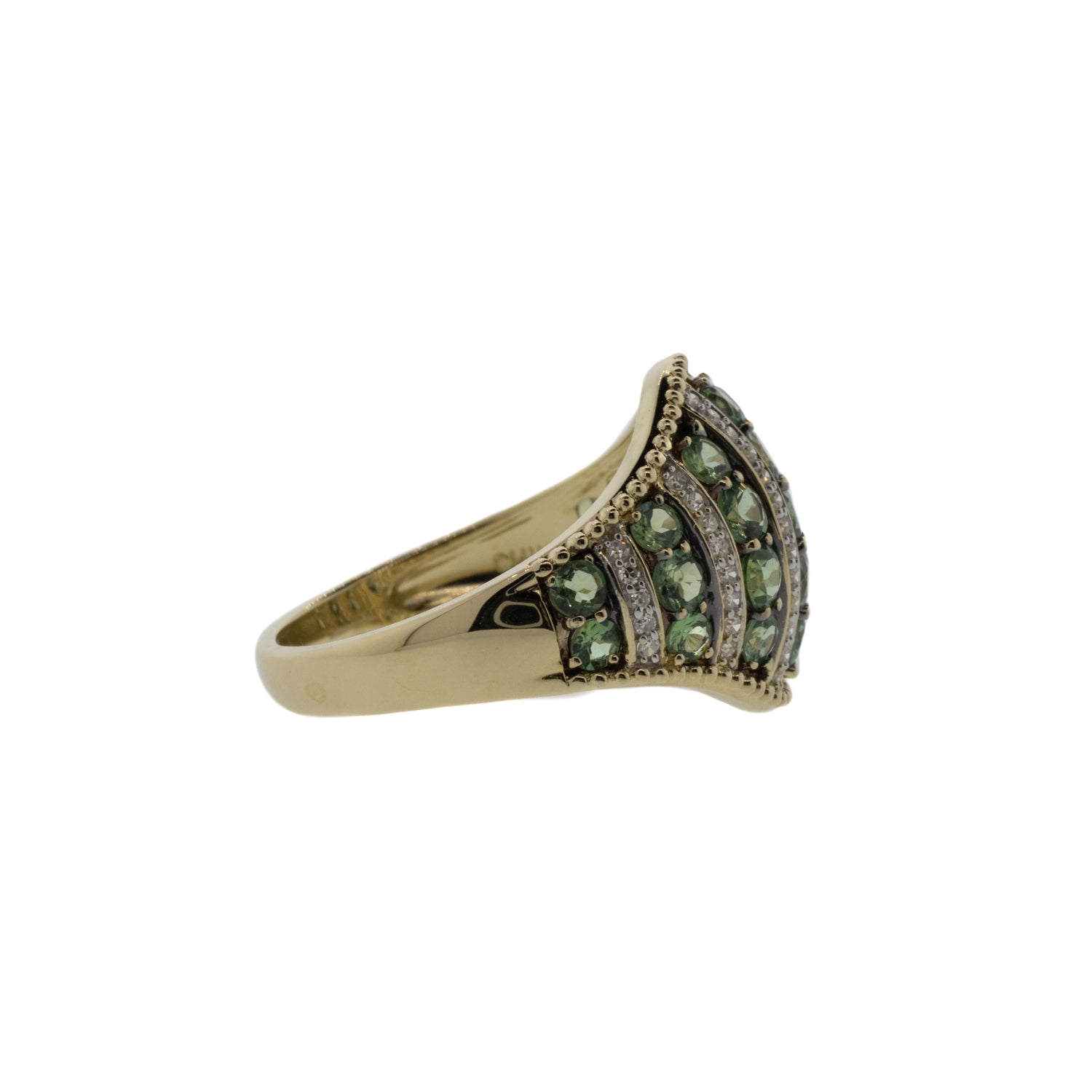 Blue-Green Tourmaline & Diamond Milgrain Ring