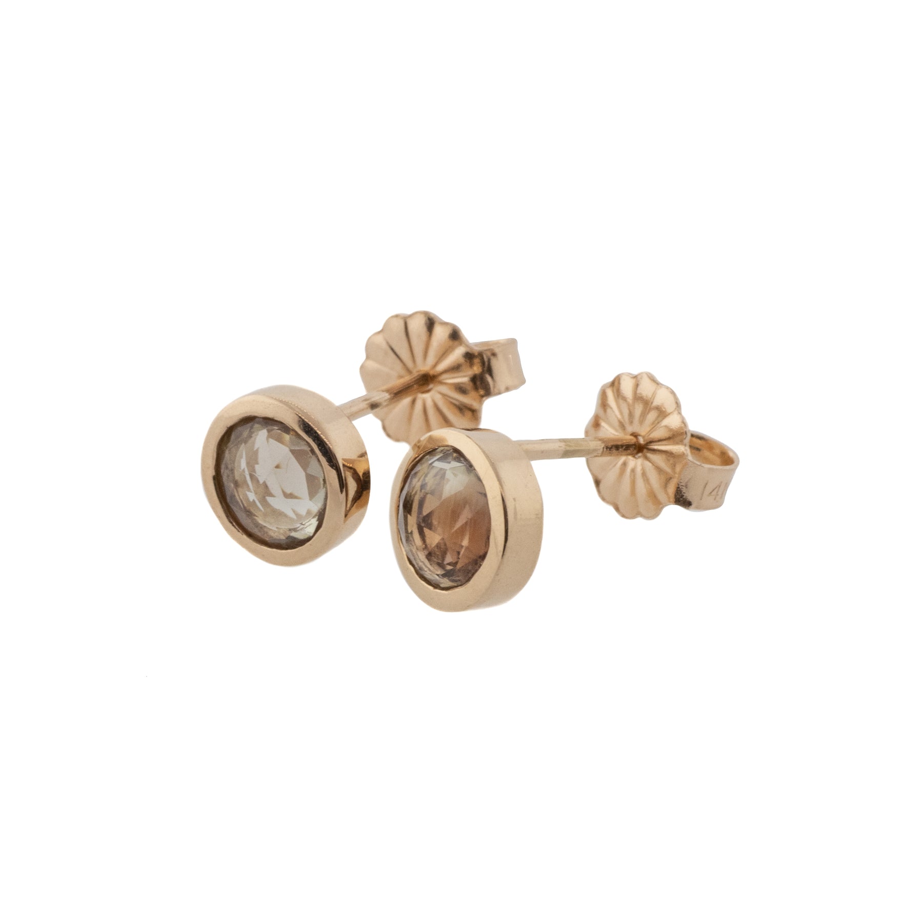 Rose Cut Oregon Sunstone Stud Earrings