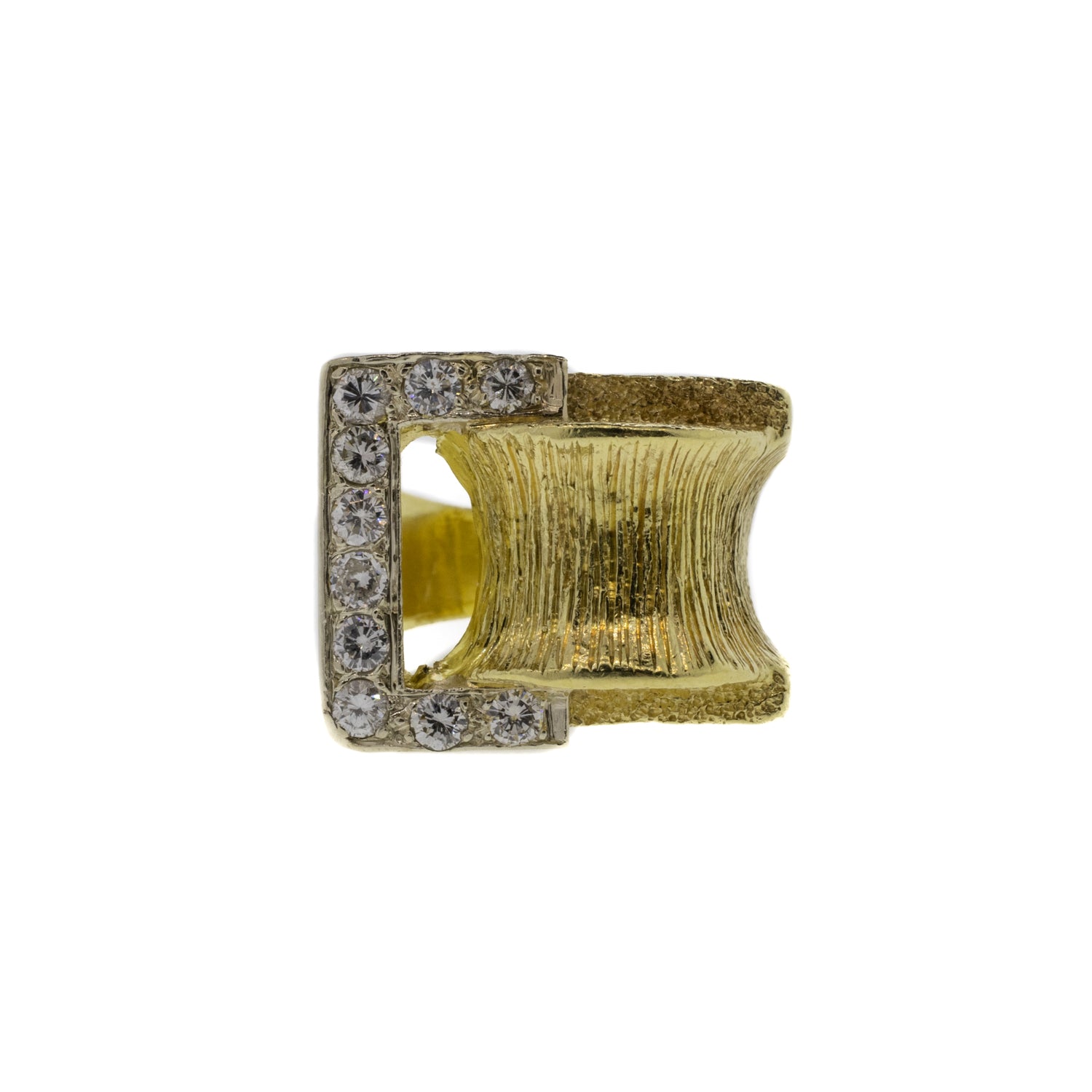 Yellow Gold Natural Diamond Buckle Ring