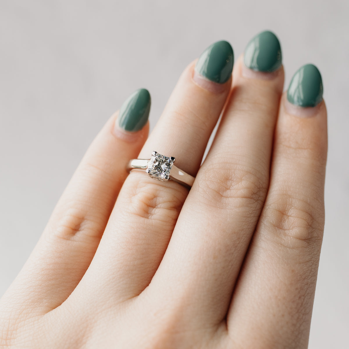 Platinum Radiant Cut Diamond Solitaire Ring