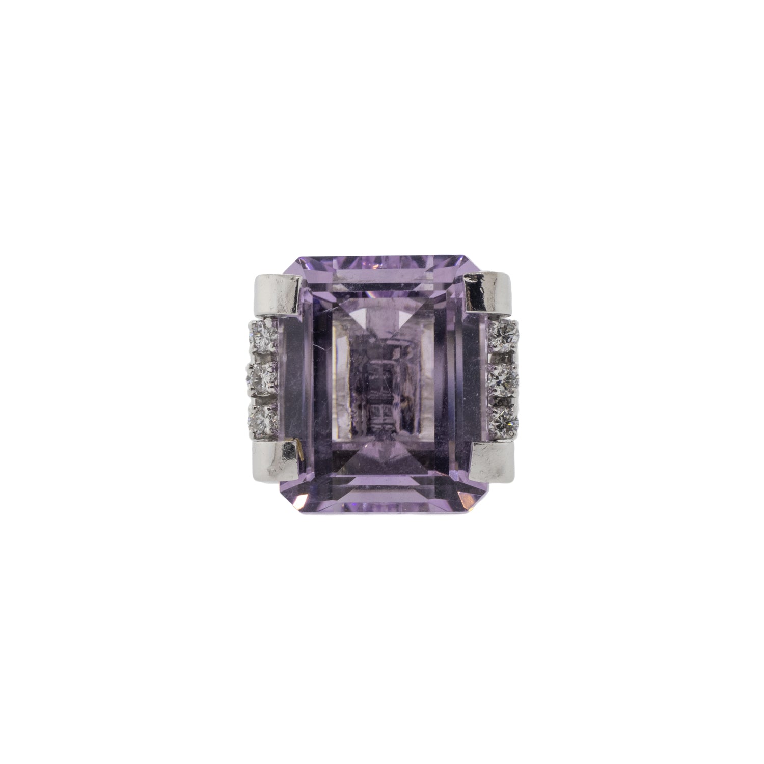 24ct Emerald Cut Kunzite and Diamond Ring