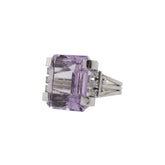 24ct Emerald Cut Kunzite and Diamond Ring
