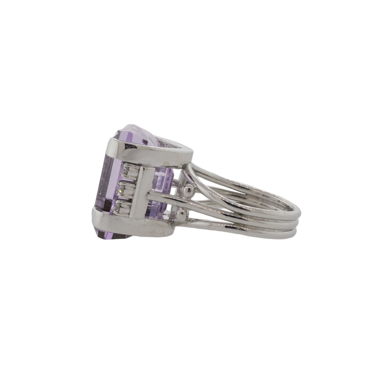24ct Emerald Cut Kunzite and Diamond Ring