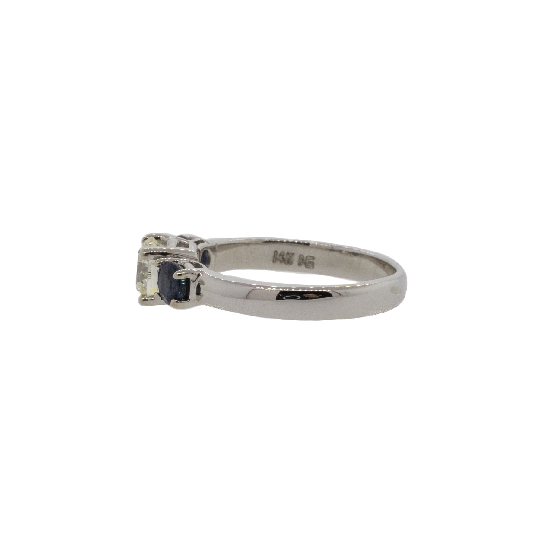 Diamond and Sapphire Three Stone Ring