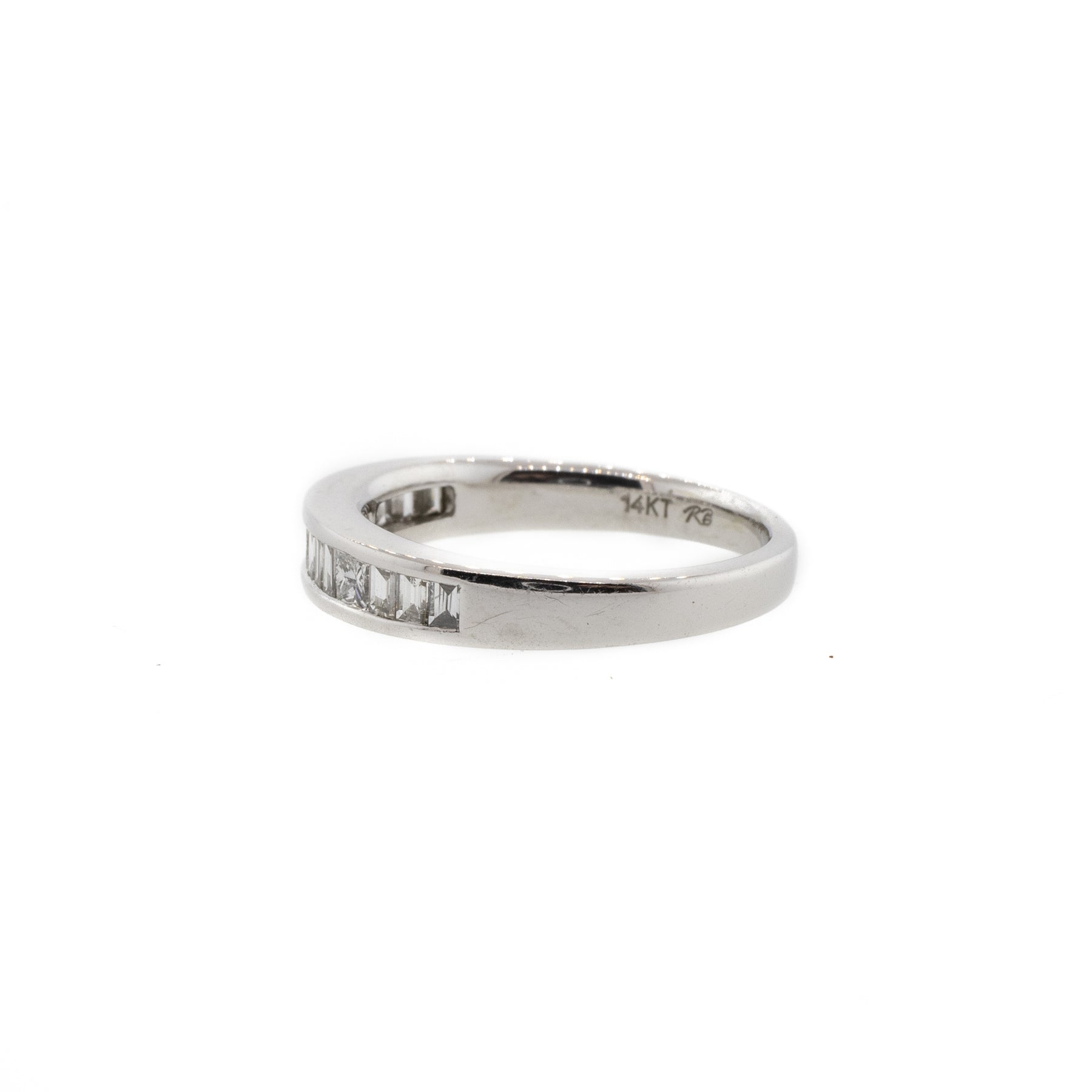 Baguette And Princess Cut White Gold Diamond Channel-Set Band