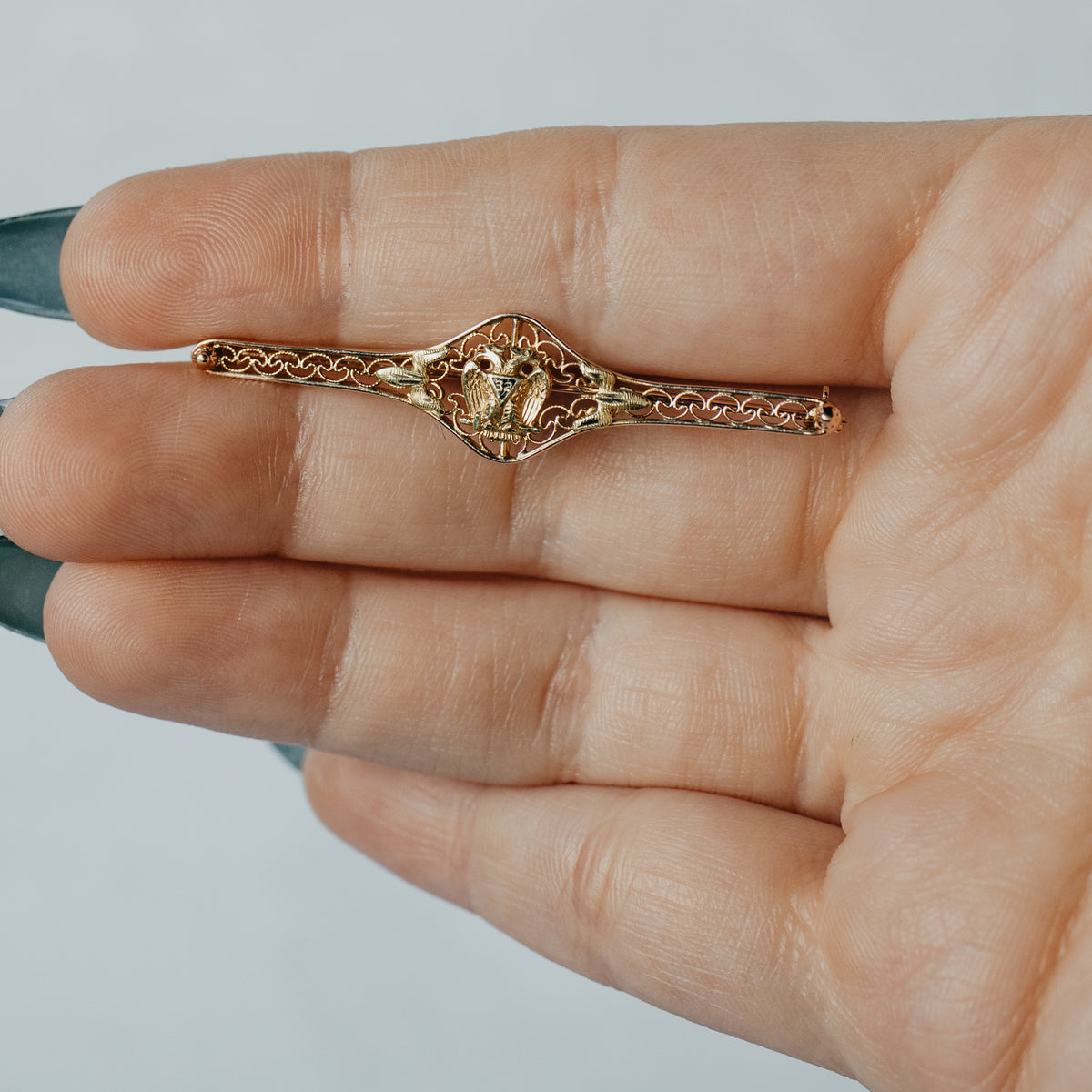 Long Latice 14K Yellow Gold Sorority Pin