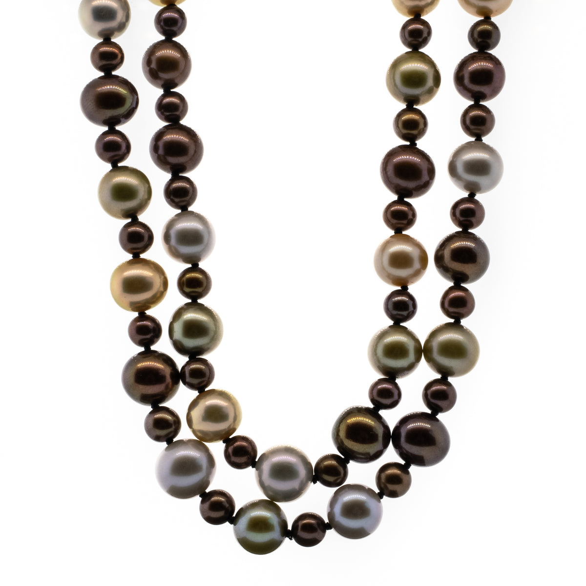 Double Strand Dyed Brown Freshwater Pearl Necklace