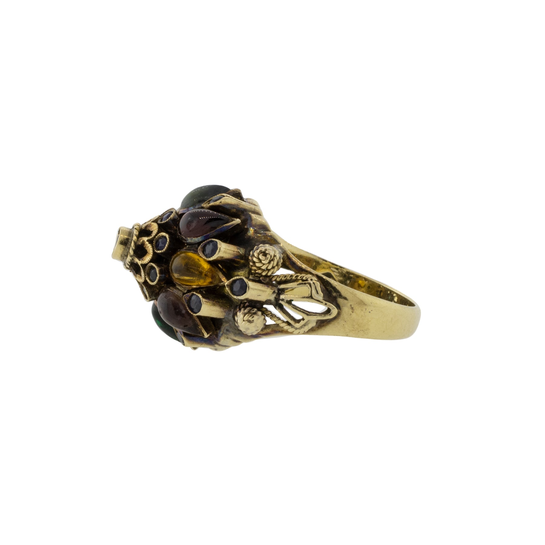 Semi-Precious Gemstone and Blue Sapphire Thai Princess Ring