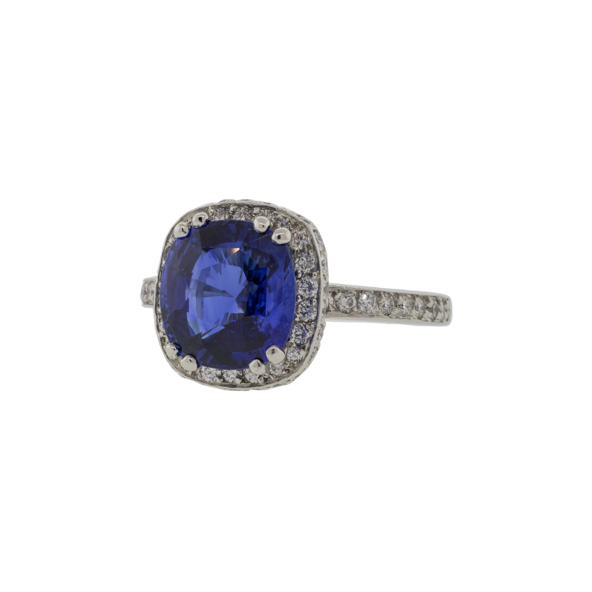 Platinum 3.67ct Sapphire and Diamond Cocktail Ring