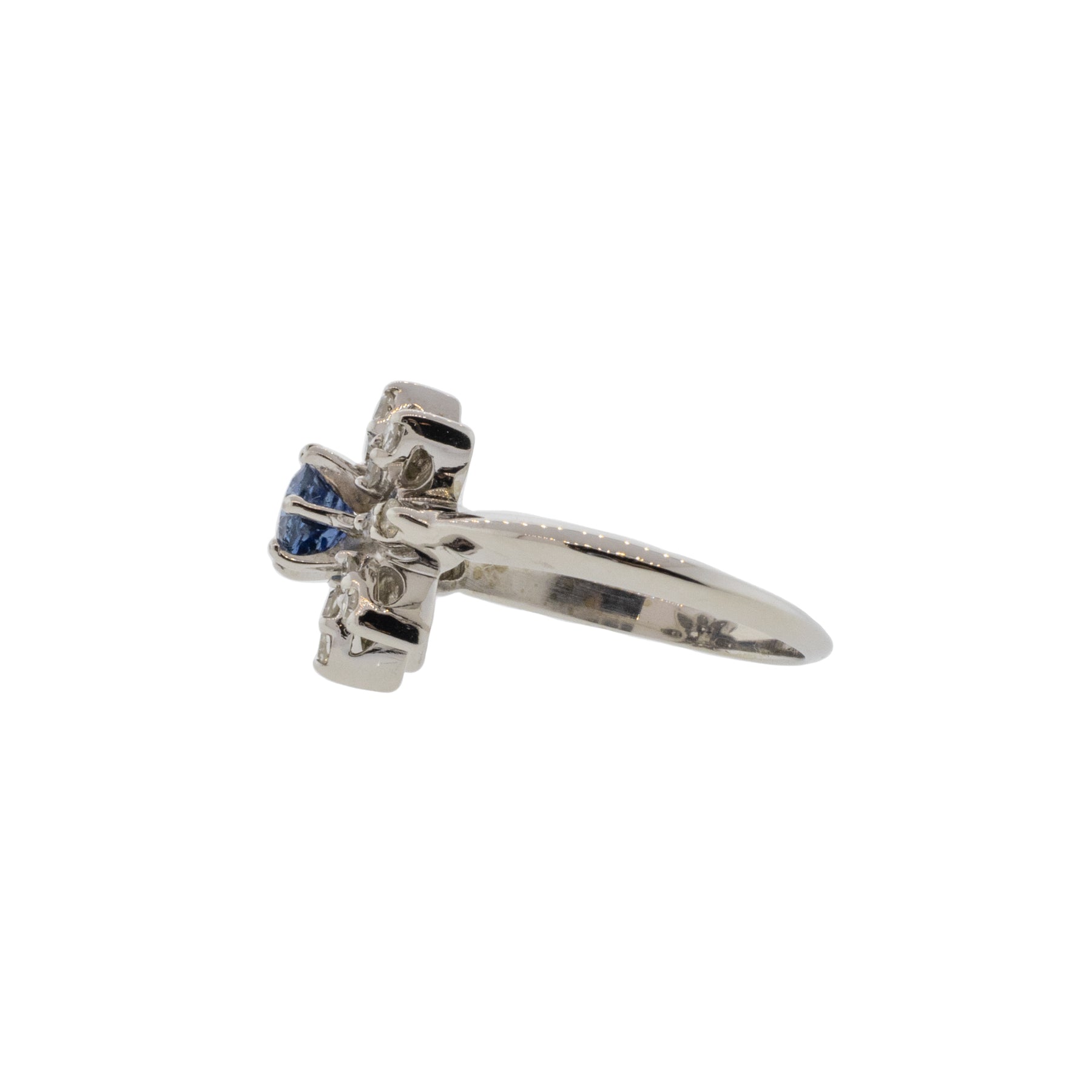 Natural Blue Sapphire and Diamond Starburst Ring