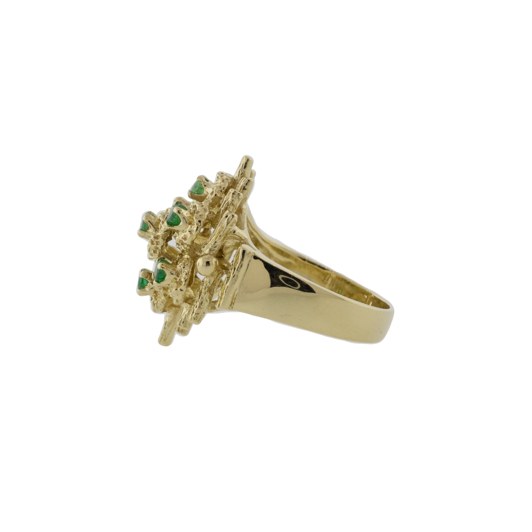 Mid-Century Brutalist Emerald Cluster Ring