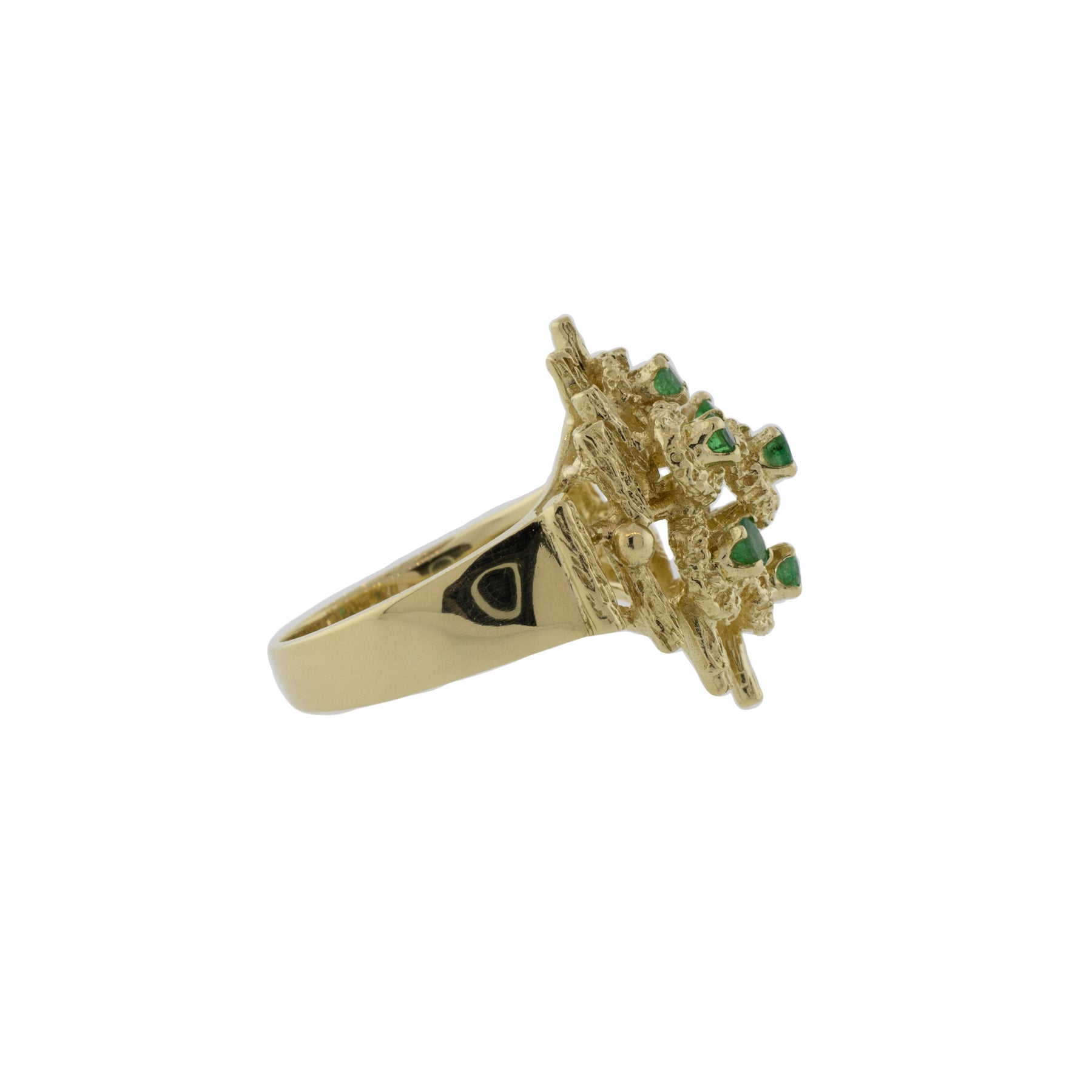 Mid-Century Brutalist Emerald Cluster Ring