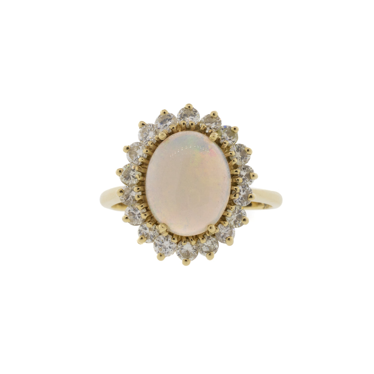 Oval Opal and Diamond Halo Ring