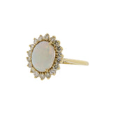 Oval Opal and Diamond Halo Ring