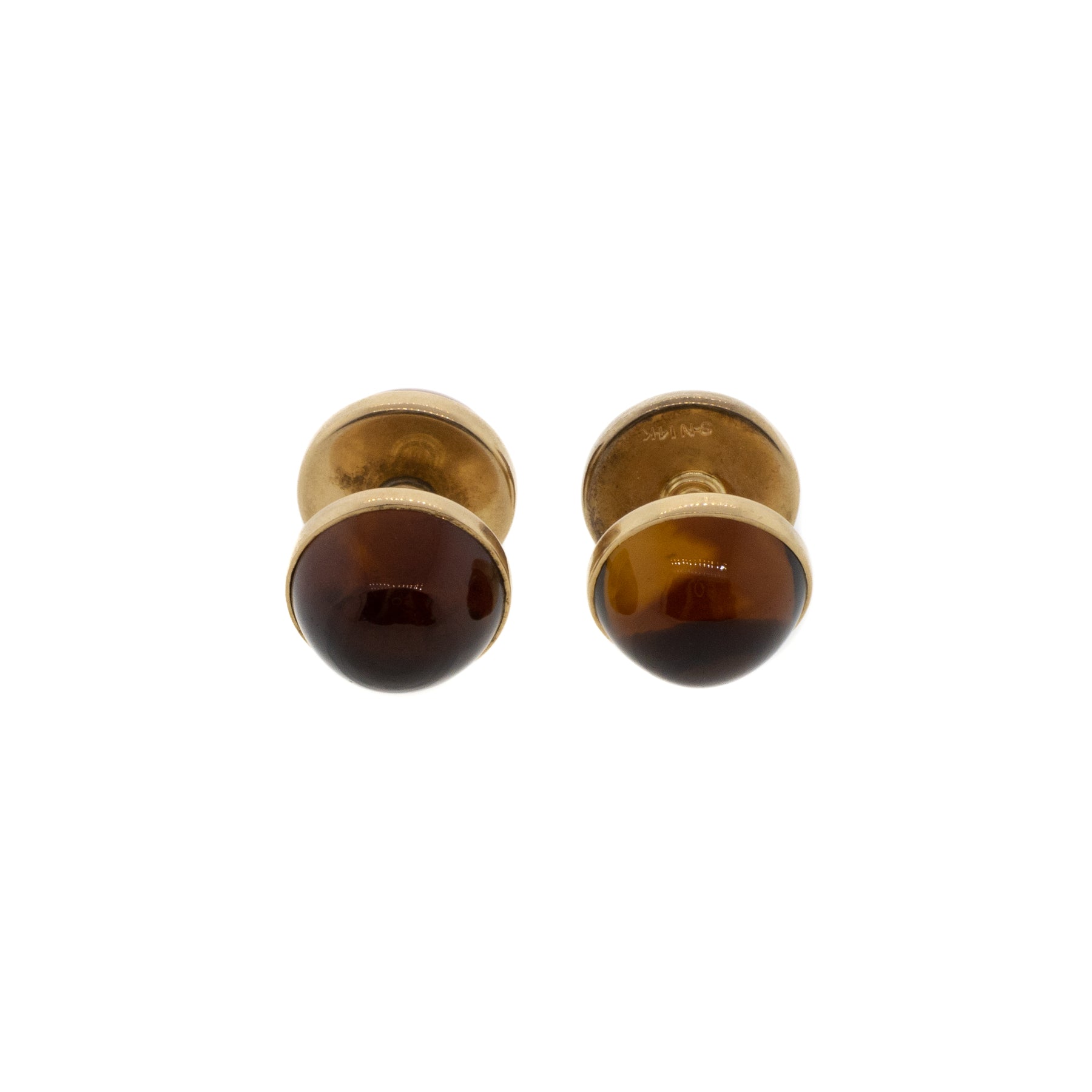 Double Sided 16ctw Madeira Citrine Spool Cufflinks