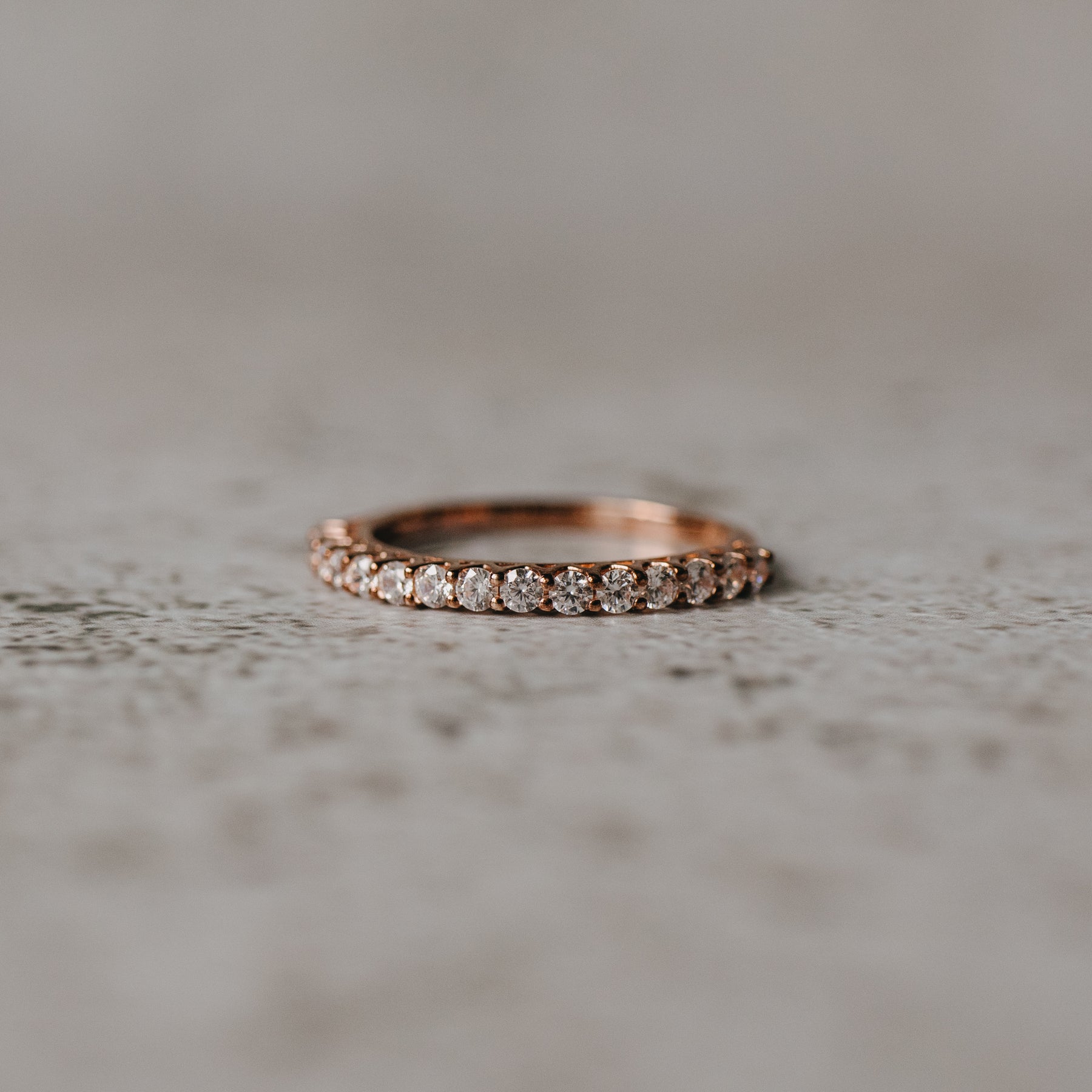 14K Rose Gold Round Cut Diamond Anniversary Band