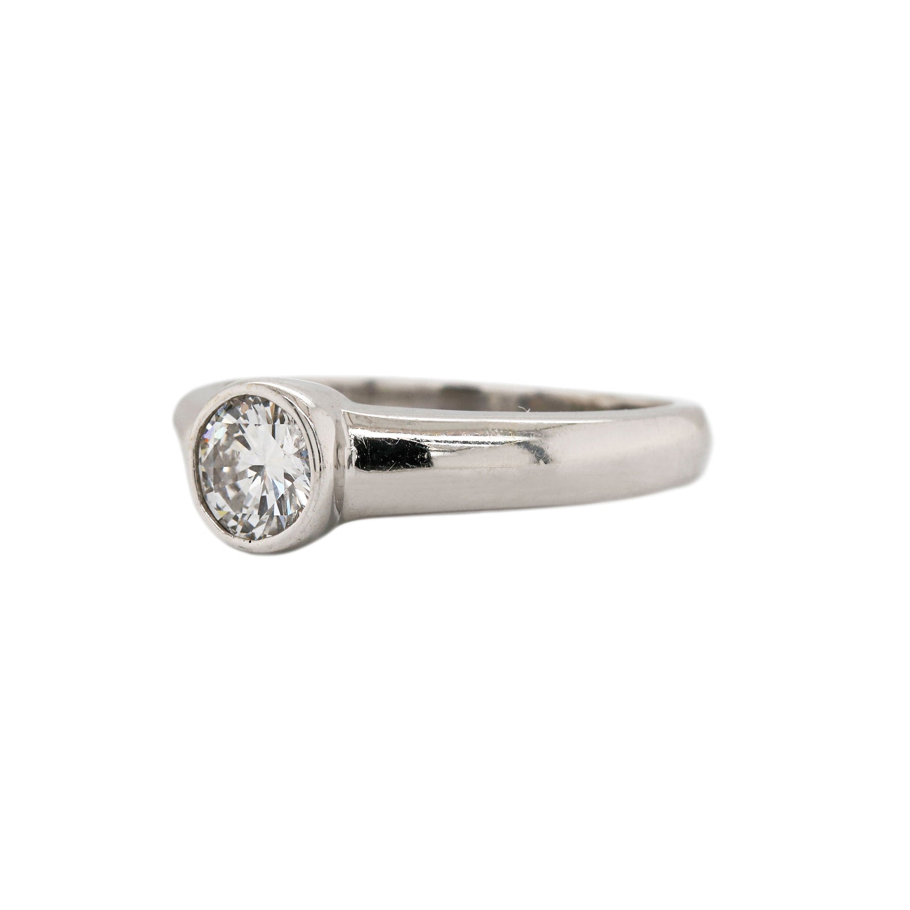 Bezel Set Solitaire Diamond White Gold Ring