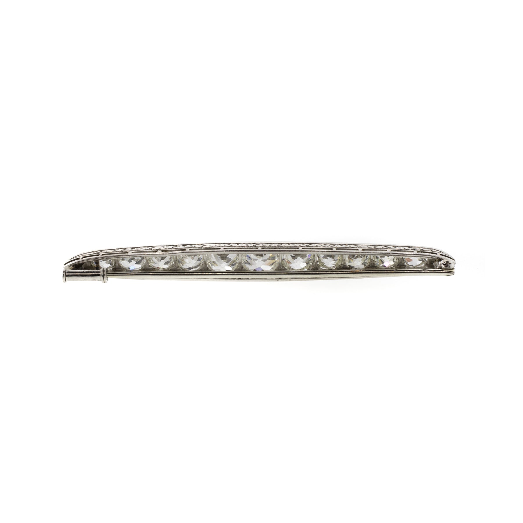 Art Deco Old Mine Cut Diamond Platinum Brooch