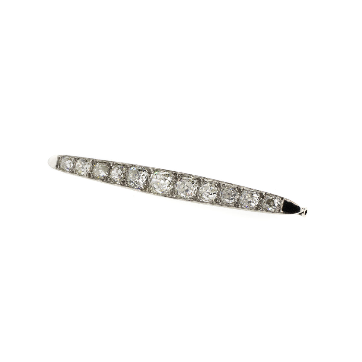 Art Deco Old Mine Cut Diamond Platinum Brooch