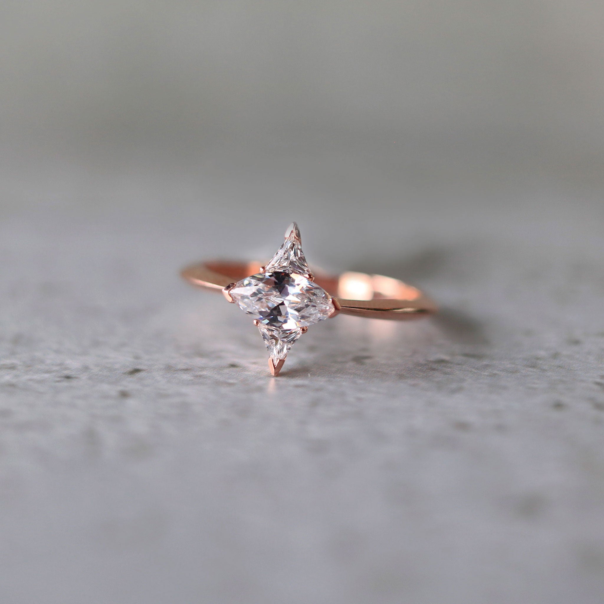 Marquise Cut East-West Engagement Ring 14K Rose Gold Baraka Gems