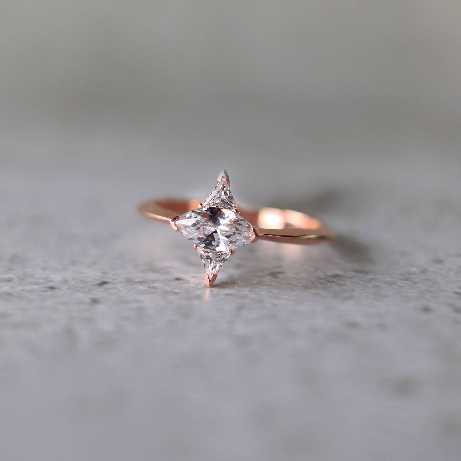 Marquise Cut East West 14K Rose Gold Engagement Ring