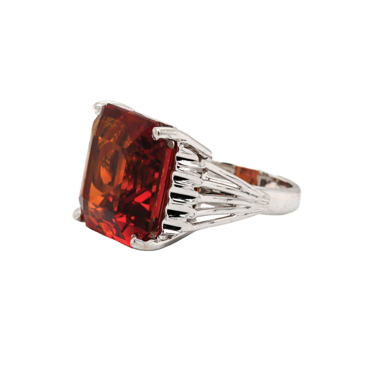 Madeira Citrine White Gold Cocktail Ring