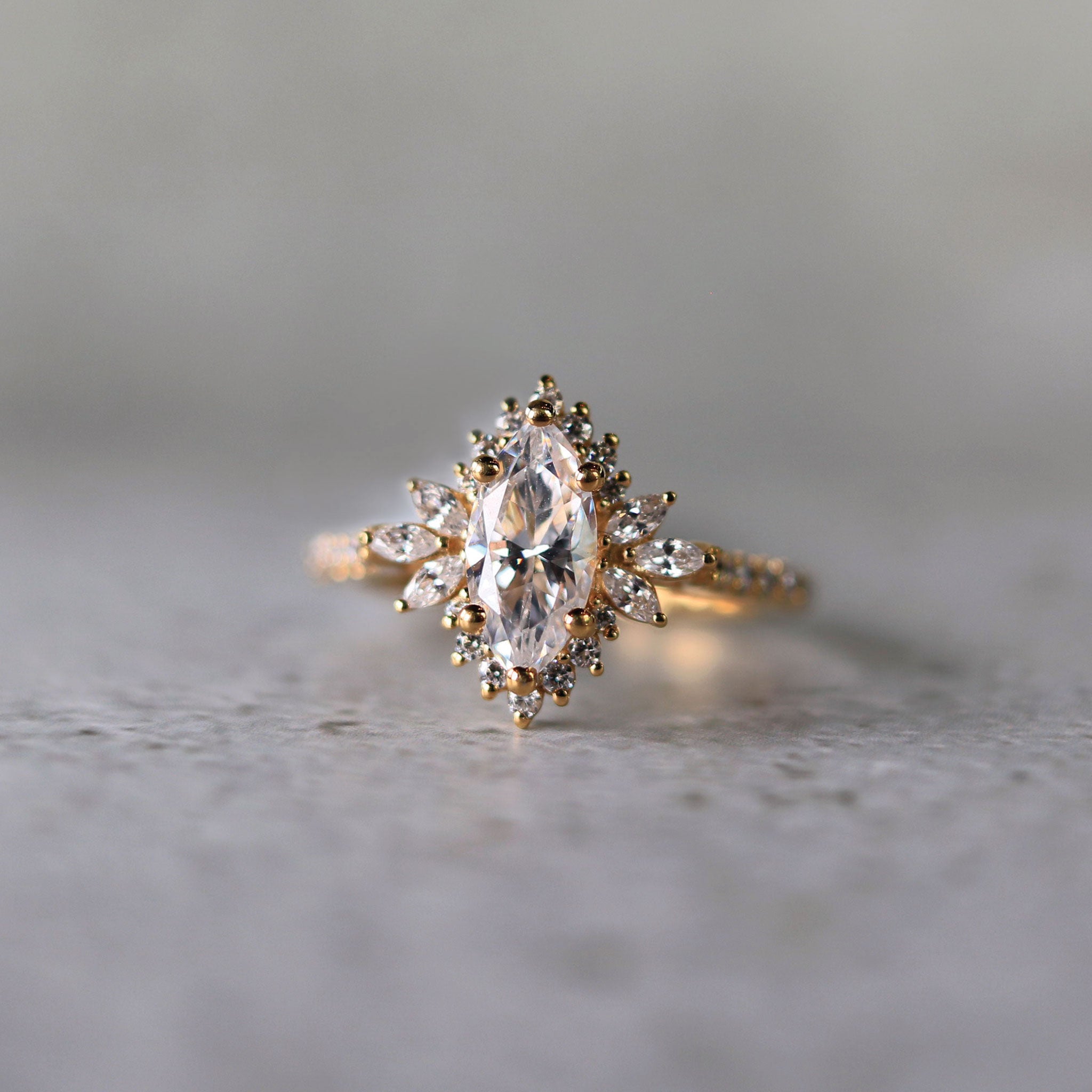 Sunburst marquise diamond ring Clearance