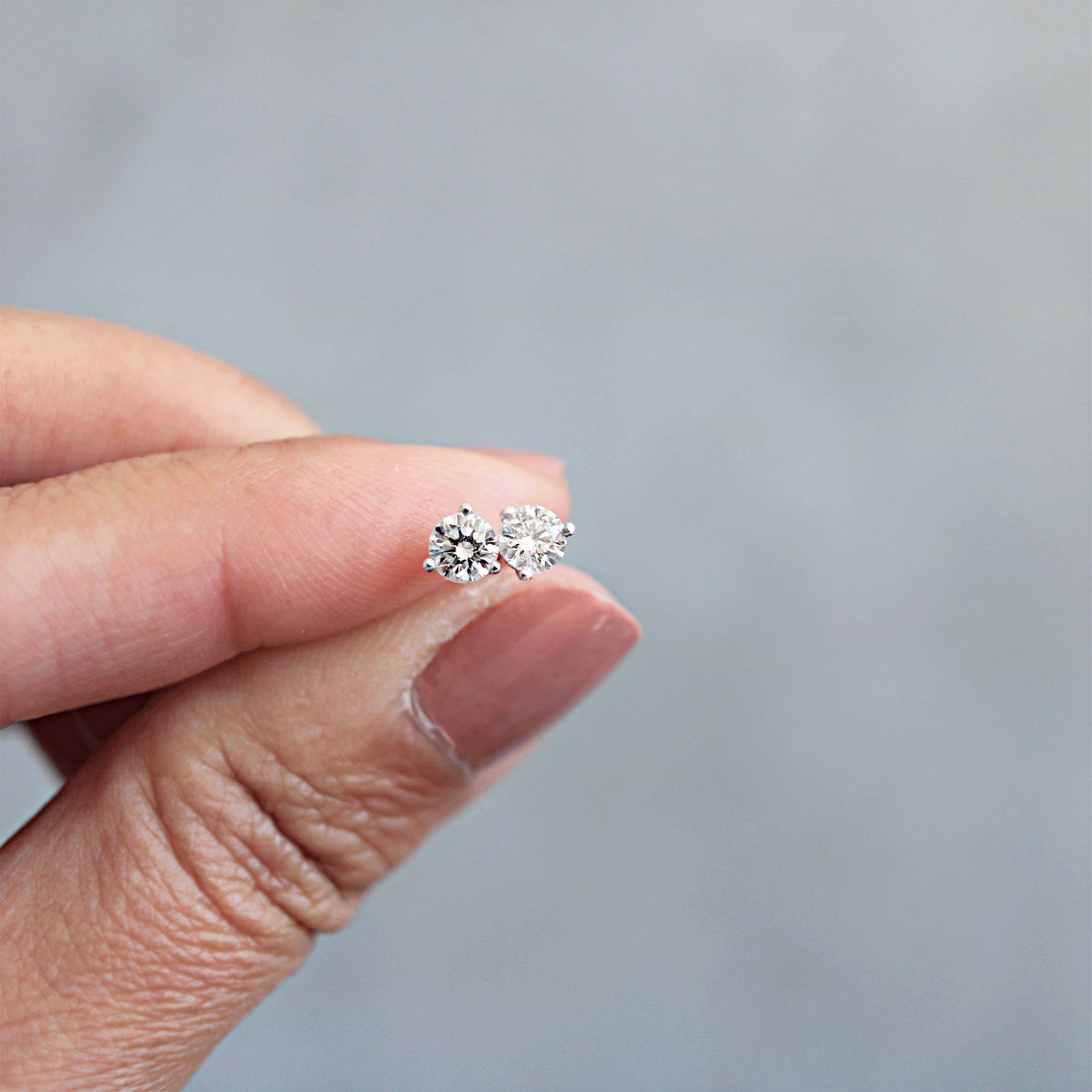 Martini Style Diamond & White Gold Stud Earrings