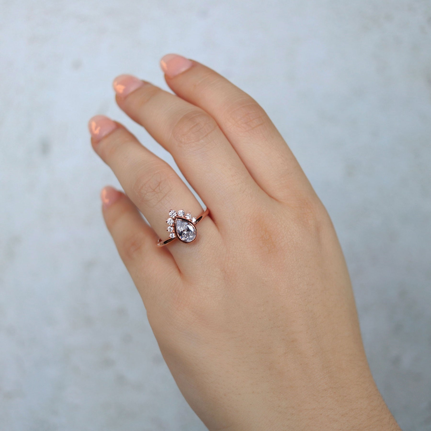 Pear-Shaped Diamond Crown 14K Rose Gold Engagement Ring