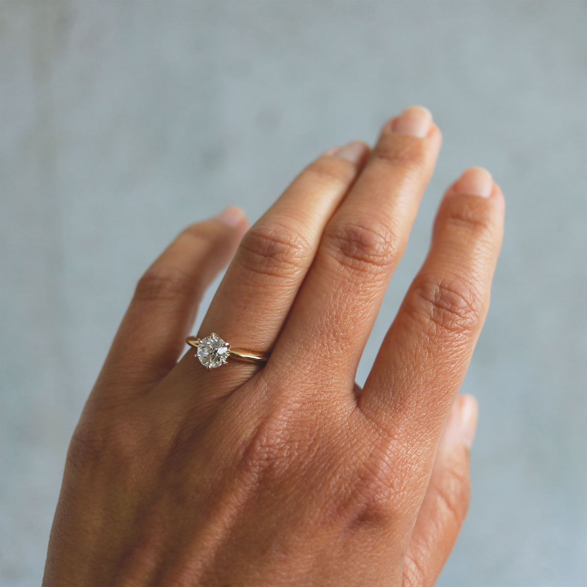 Old European Cut Diamond Solitaire Yellow & White Gold Ring