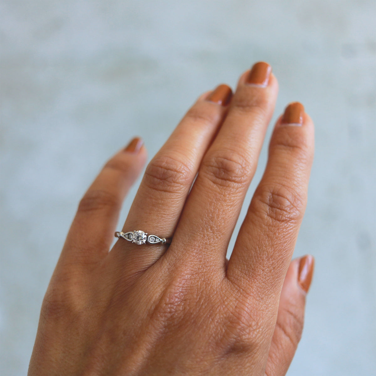 Five Stone Round Brilliant Cut Dainty Diamond Engagement Ring