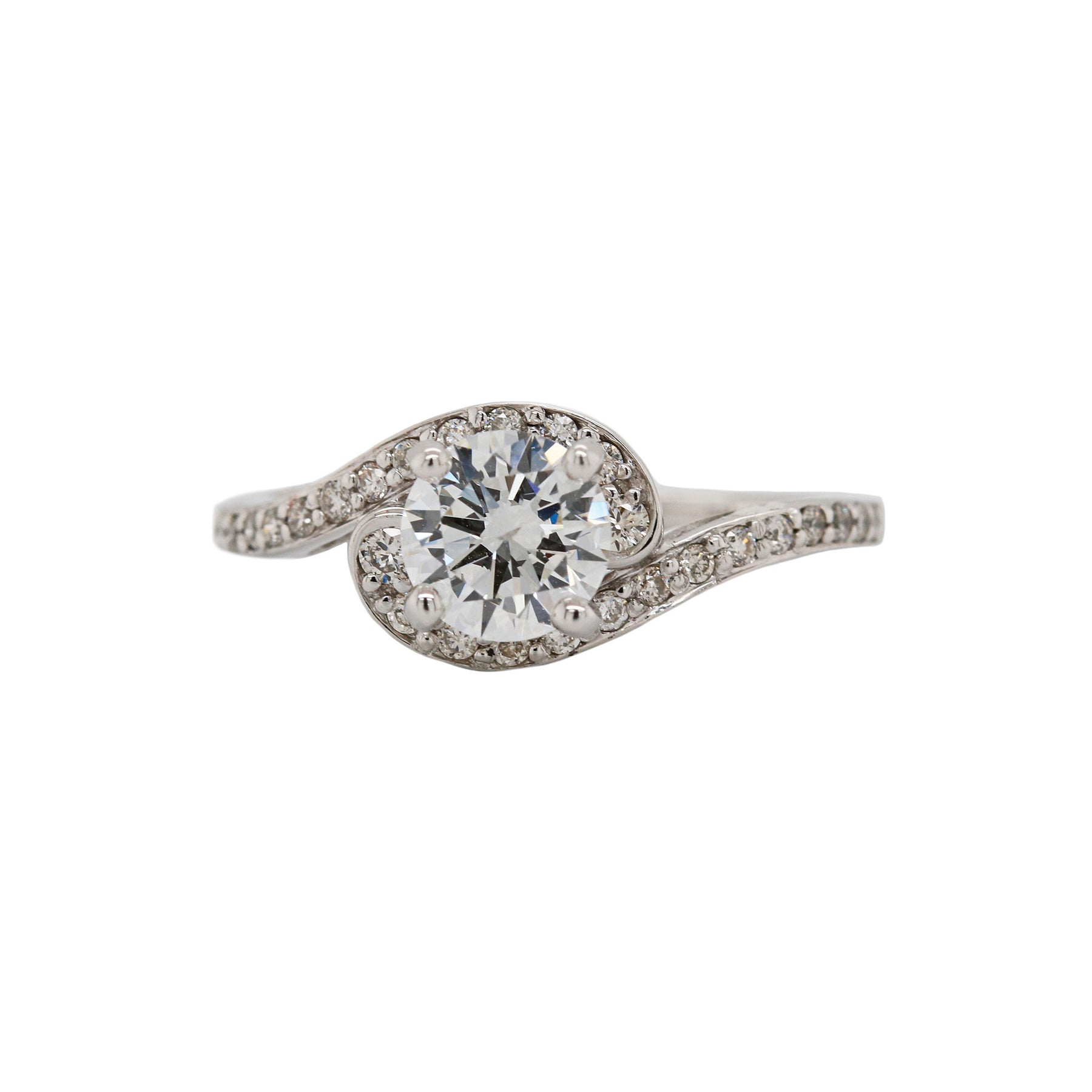 Round Brilliant Cut Diamond Bypass Swirl Ring