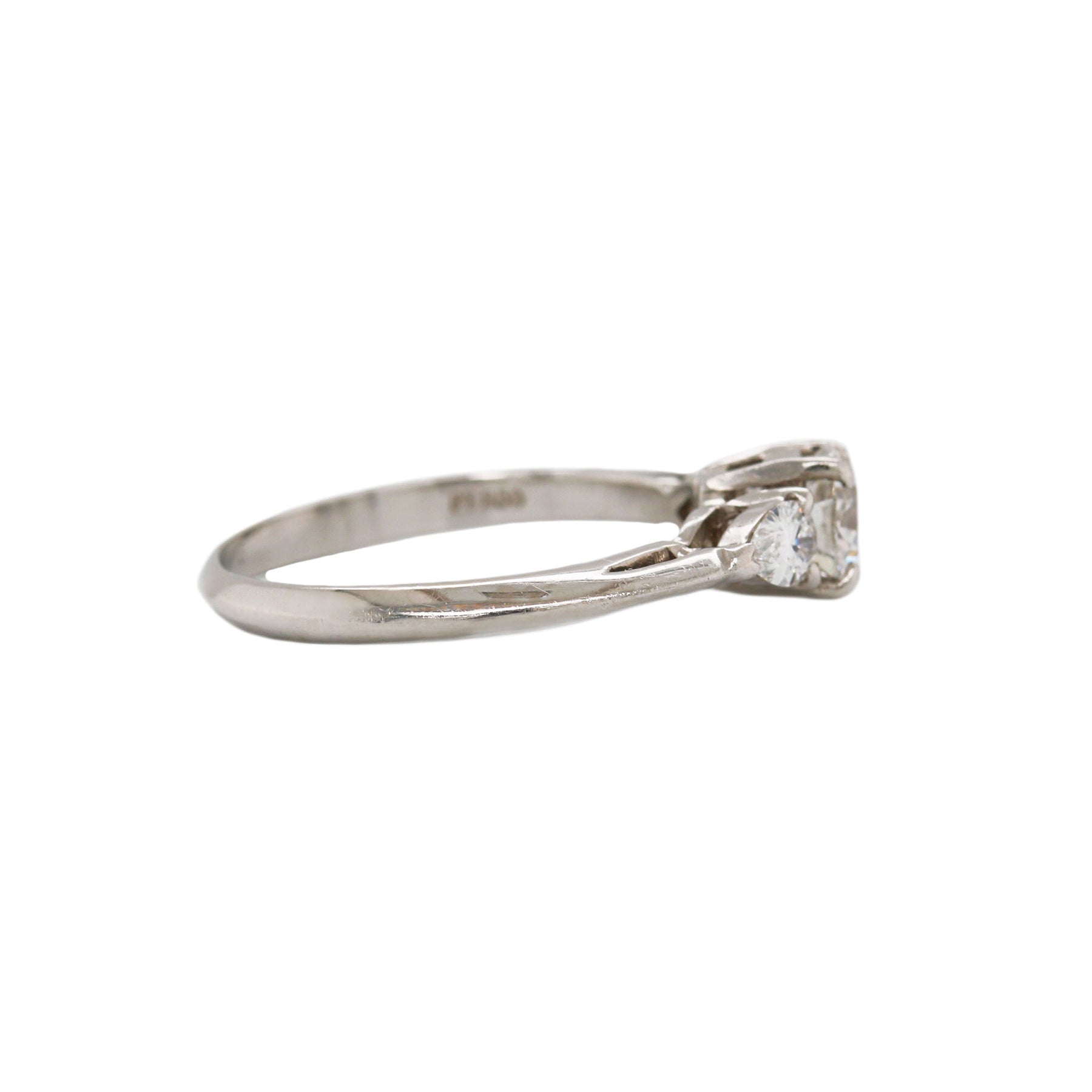 3 Stone Round & Pear Cut Diamond Platinum Ring