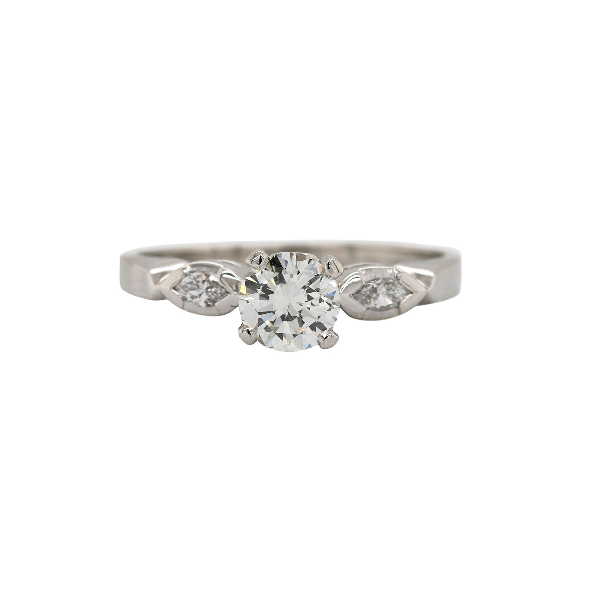 Platinum Petal Three Stone Floral Ring