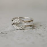 14K White Gold Round Cut Diamond Cluster Ring Guard