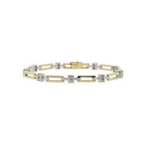 14K Yellow & White Gold Diamond Link Bracelet