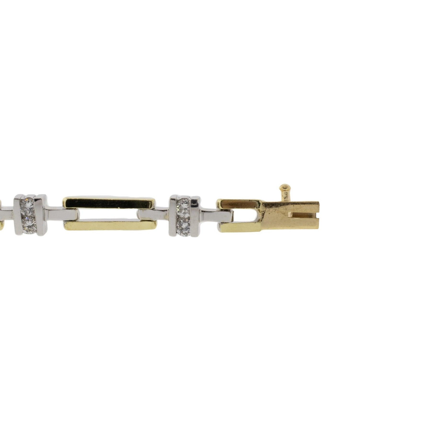 14K Yellow & White Gold Diamond Link Bracelet
