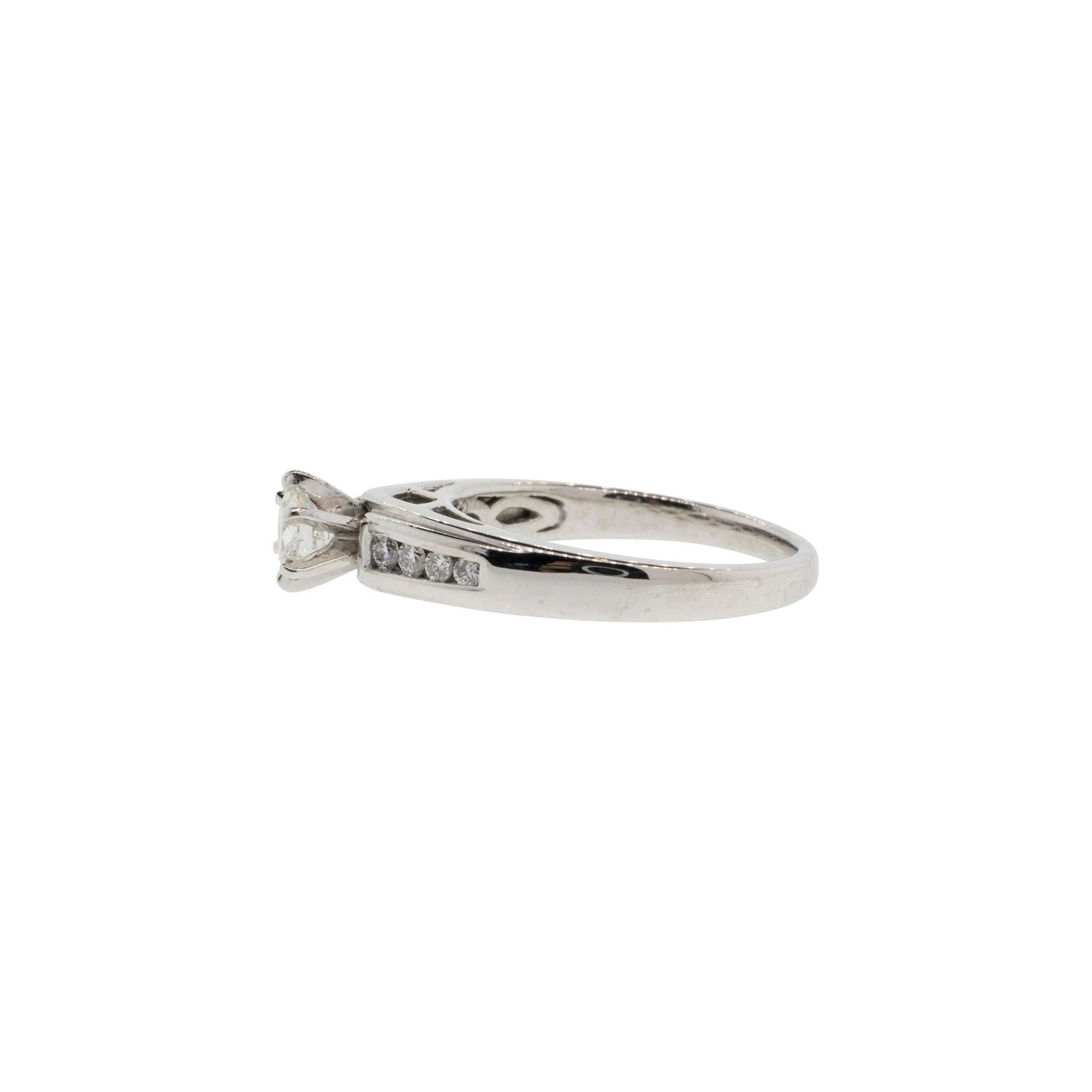 Channel-Set Accented Solitaire Diamond Engagement Ring