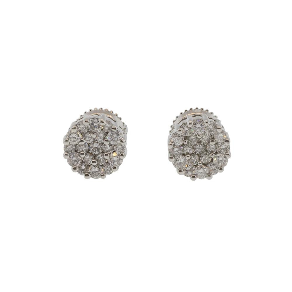 Diamond Cluster Screw Back Earrings